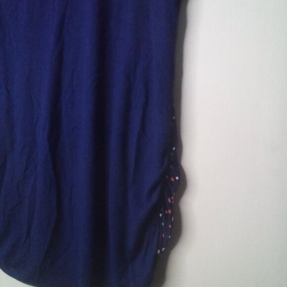 Robin's Nest Shirt Maternity L Short Sleeve Polka Dot Color Block Blue Red - Picture 9 of 15